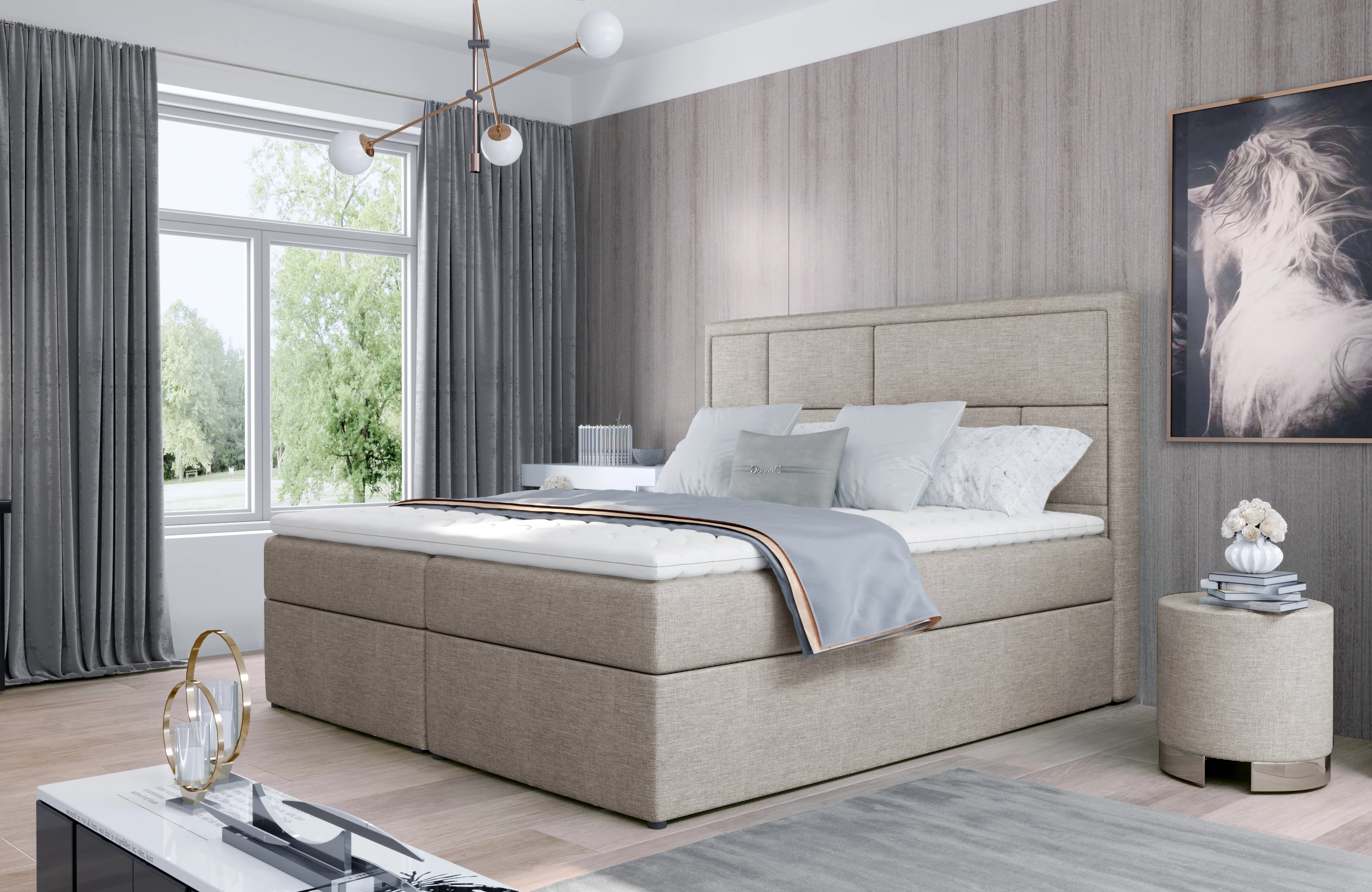 Meron 160x200 boxspring ágy  bézs