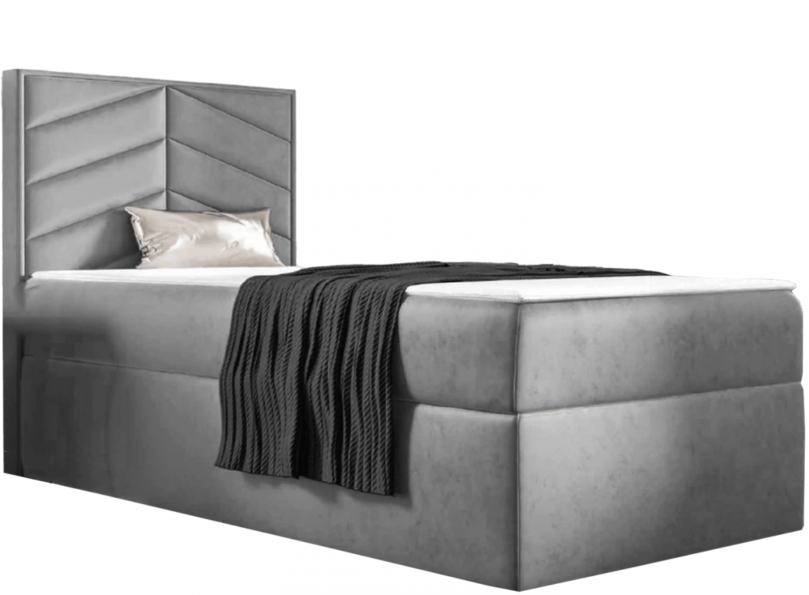 St7 boxspring ágy, világosszürke, balos (70 cm)