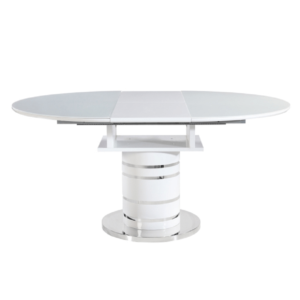 Étkezőasztal kinyitható, fehér magas fény HG, ZAMON - Étkezőasztal