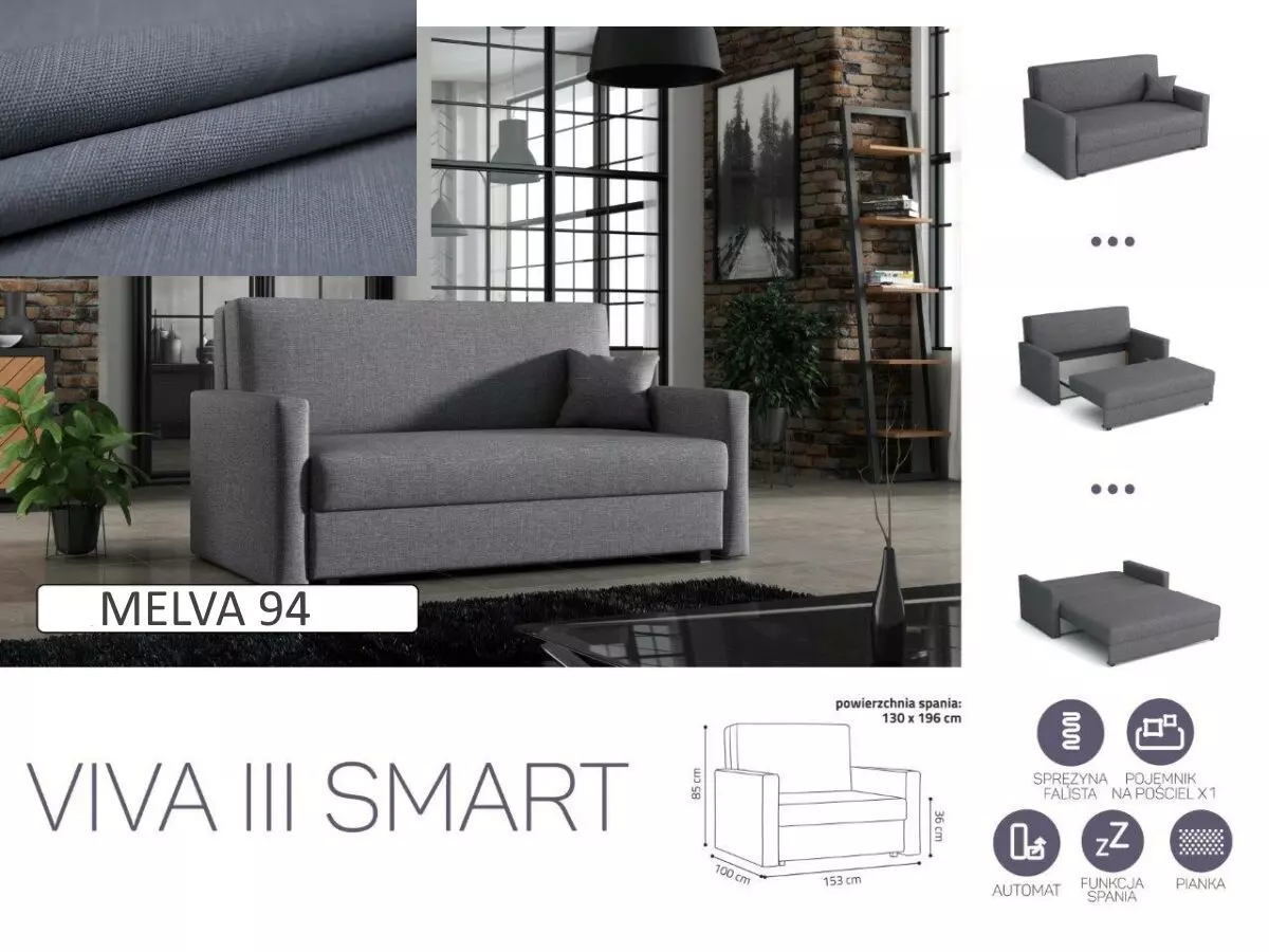 VIVA SMART III. előre nyíló rugós kanapé Melva 94